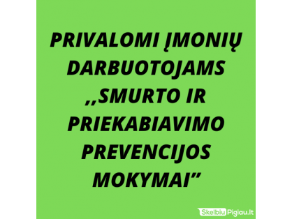  Smurto ir priekabiavimo prevencijos mokymai